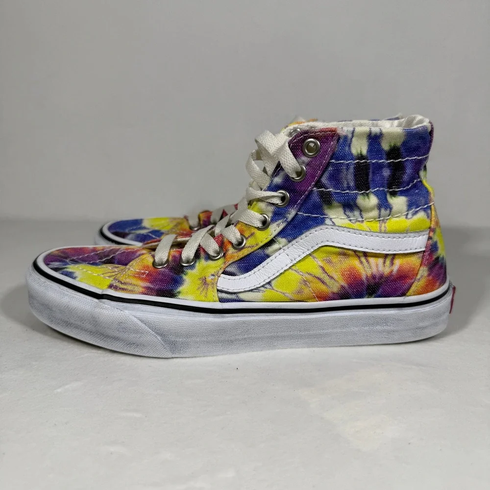 Vans Sk8-Hi Tie Dye High Top Sneakers M 7 W 8.5 Multicolor Retro 90s Boho Hippie